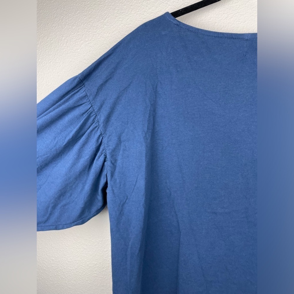 Anthropologie T.LA Women's Small Navy Balloon Sleeve Top Cotton Shirt Casual Blu - Picture 12 of 14